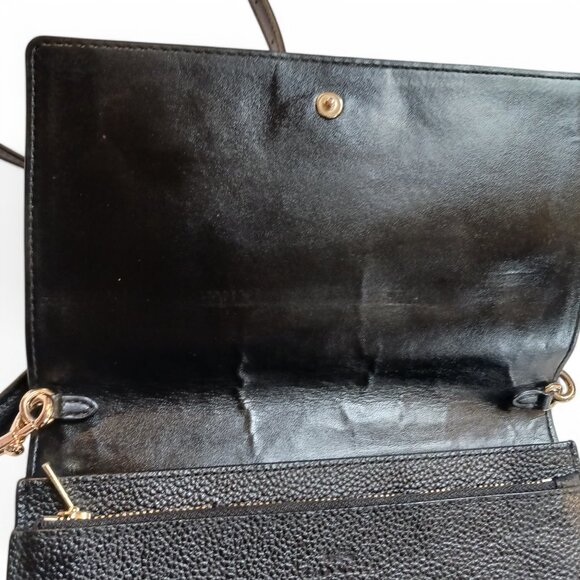 Coach Black Pebbled Leather Fold Over Wallet 3 way Clutch/ Crossbody - Picture 5 of 12